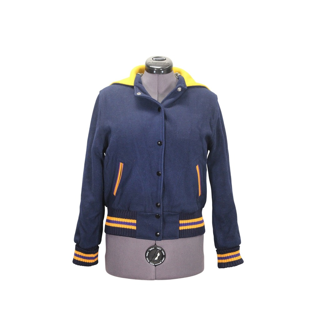 TM Athletics Vintage‎ Varsity Jacket Men's 36 Wool Zippered Hood Letterman
